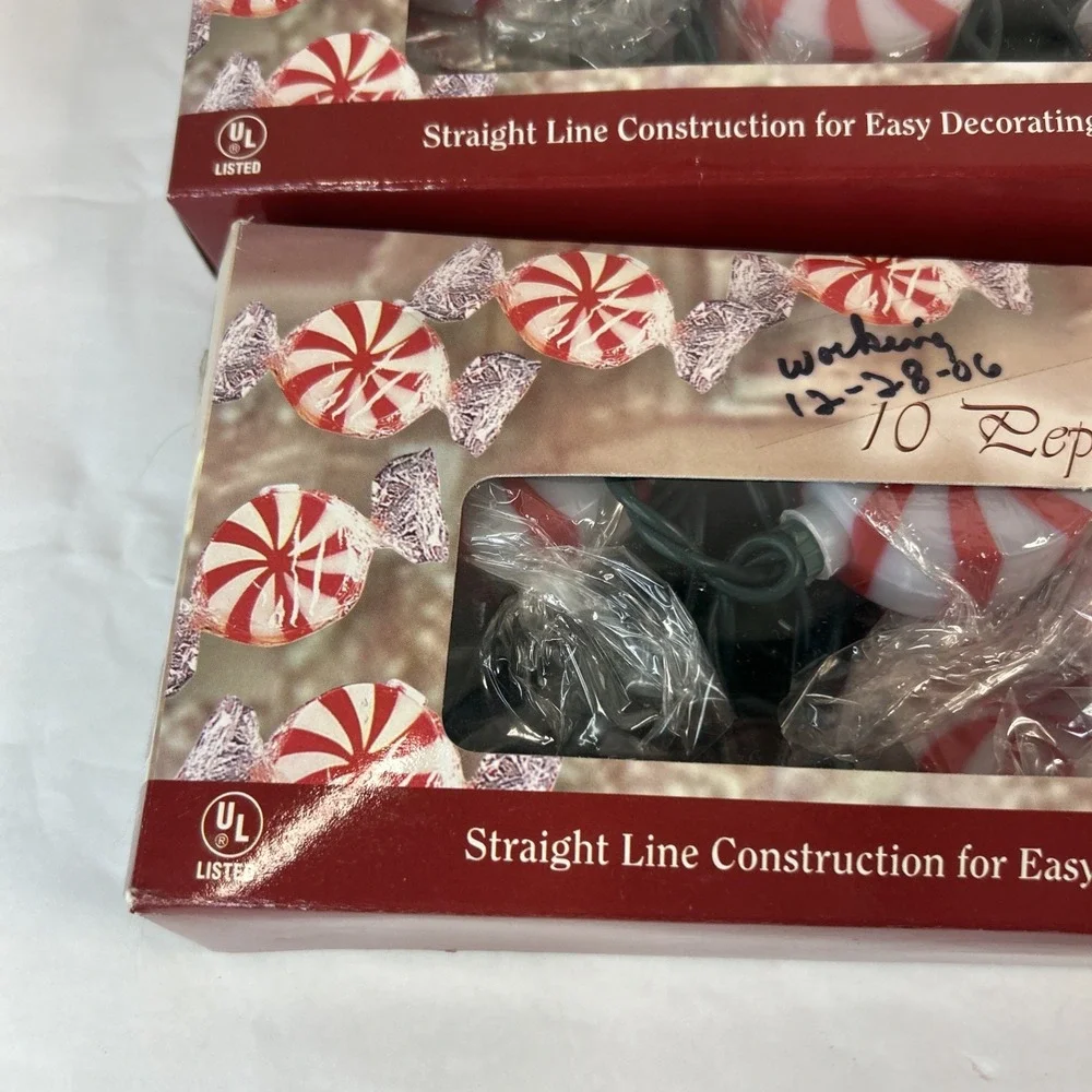 2‎ Sets of 10 Peppermint Red and White Christmas Candy String Lights Read